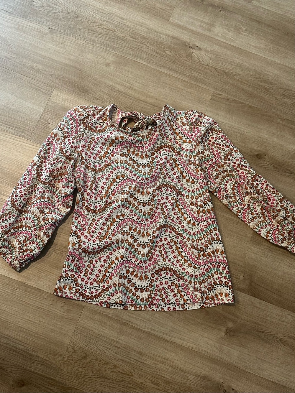 Loft floral print 3/4 sleeve toe back shirt S M